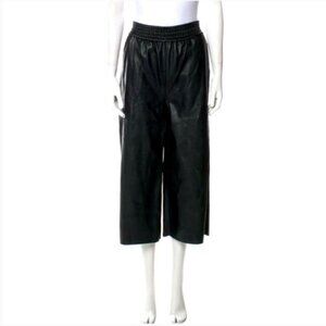 Stella McCartney Black Faux Leather Cropped Culottes Pants - S